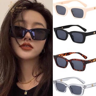 Roselife GM Jennie แว่นตากันแดด กรอบโลหะ ทรงสี่เหลี่ยมผืนผ้า ป้องกันรังสียูวี 400 สีดํา สําหรับผู้หญิง และผู้ชาย