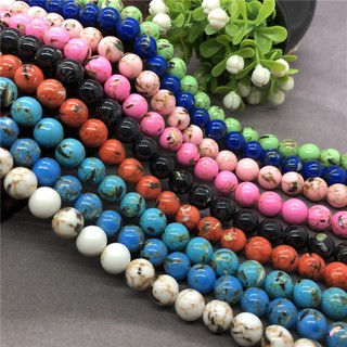 สร้อยข้อมือลูกปัดหินธรรมชาติทรงกลม 4-12 มม. 9 สี