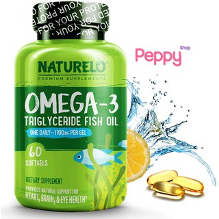 NATURELO Omega-3 Triglyceride Fish Oil 1,100 mg 60 Softgels โอเมก้า 3 น้ำมันปลา 1,100 มิลลิกรัม 60 เม็ด