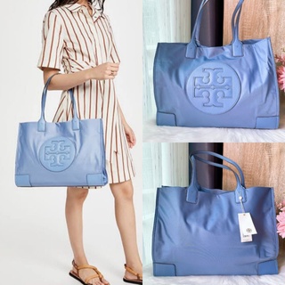 🎀 (สด-ผ่อน) กระเป๋า Nylon 80479 สีฟ้า oceanside  tote 17 นิ้ว Tory Burch Ella Tote Bag