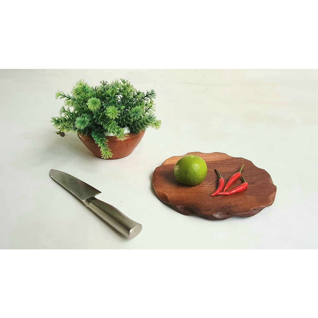 เขียง เขียงไม้ ถาดไม้ ถาดขนม ถาดเค้ก ขอบหยัก จากไม้อะคาเซีย ⌀ 22x1cm - รูปที่ 2