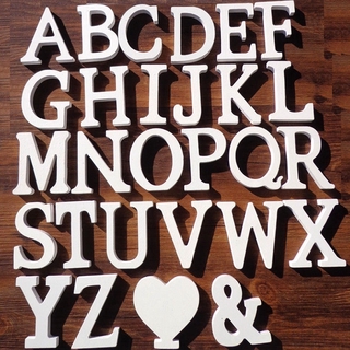 บล็อกไม้ตัวอักษร A-Z ตัวเลข Kayu Abc สีขาว สําหรับตกแต่งบ้าน วันเกิด