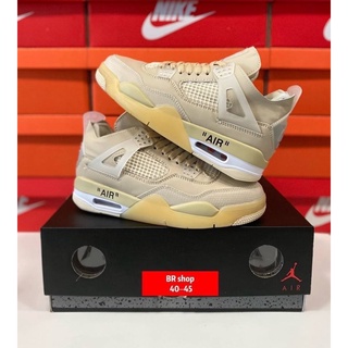 🤍NEW🤍 Nike Air Jordan 4 x Off-White รองเท้าบาสเก็ตบอล สินค้าพร้อมส่ง