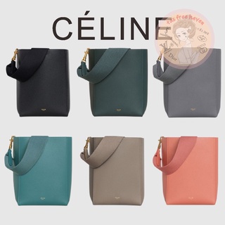 Shopee ลดราคา 🔥 ของแท้ 100% 🎁Celine Brand New SANGLE BUCKET Small Soft Grained Calfskin Bucket Bag