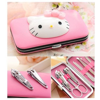 กล่องอุปกรณ์ตกแต่งเล็บสแตนเลส scissors tweezers Hello Kitty