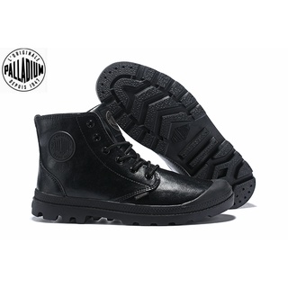 100%Original PALLADIUM Black Martin Boots Mens and womens Leather shoes 35-45