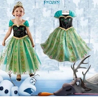 ❤️KIDSZONE❤️ ️ ️ชุดเจ้าหญิงอันนา สวมใส่ง่าย นุ่มสบายสบาย ไม่ระคายผิว ( สีเขียว ) รุ่น 12133