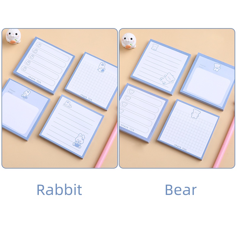 กระดาษโน๊ตเหนียวลายการ์ตูนแบบพกพา 80 แผ่น
