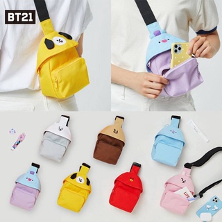 Kpop Bts Bt21 กระเป๋าเป้สะพายหลังลายการ์ตูนใส่โทรศัพท์มือถือได้