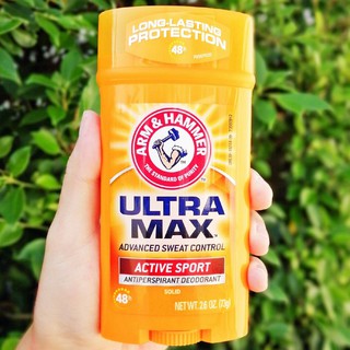 อาร์มแอนด์แฮมเมอร์ โรลออนสติ๊ก Arm &amp; Hammer™ UltraMax™ Solid Antiperspirant Deodorant for Men, Active Sport 73g ดับกลิ่น