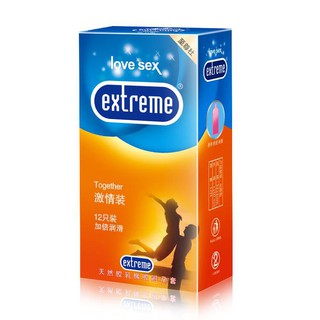 ถุงยางอนามัยExtreme 12ชิ้น/กล่อง แบบผิวเรียบTogether (กล่องสีส้ม).