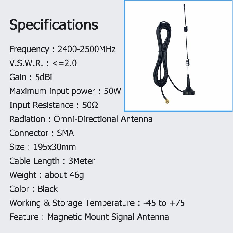 Superbat เสาอากาศขยายสัญญาณ Wifi WLAN 2.4GHz SMA ตัวผู้ 7dBi ไร้สาย 5X