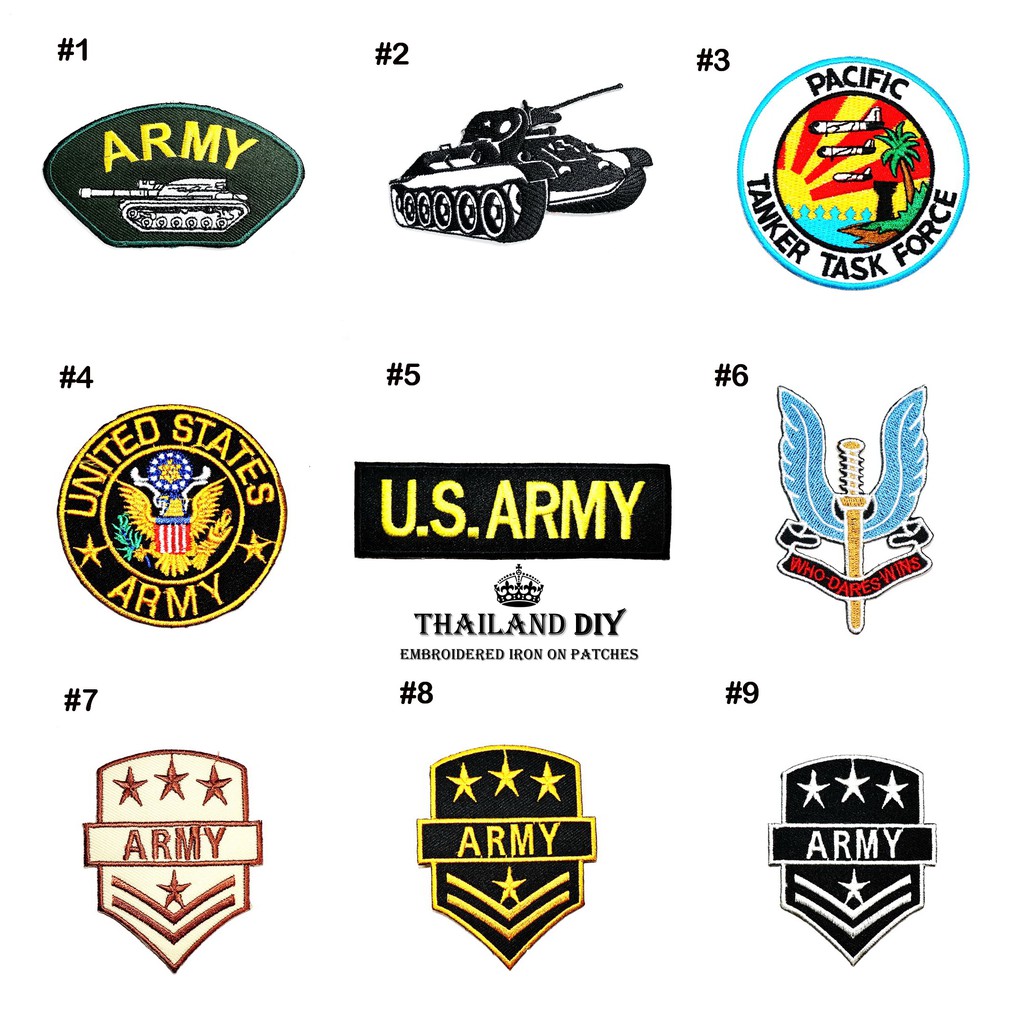 ตัวรีดติดเสื้อ ลาย ทหาร ชุดทหาร อเมริกา หน่วยรถถัง ยศทหาร wop US Tank Army Patch งานปัก DIY ตัวรีด อ