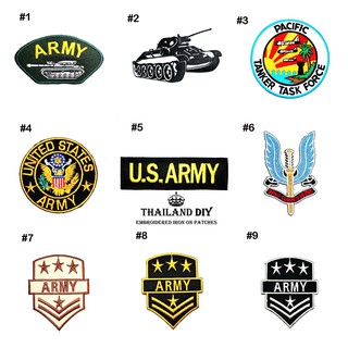 ตัวรีดติดเสื้อ ลาย ทหาร ชุดทหาร อเมริกา หน่วยรถถัง ยศทหาร wop US Tank Army Patch งานปัก DIY ตัวรีด อาร์ม ติดเสื้อ กองทัพ