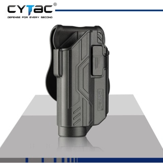 ซองโพลิเมอร์ เกรดกองทัพ ยี่ห้อ Cytac ของแท้ สำหรับ ปืน Glock 19 ที่ติดไฟฉาย มาพร้อมแผ่นติดเข็มขัด คลิปหมุนองศาได้360องศา