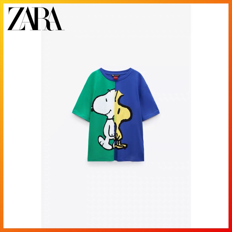 Zara เสื้อยืด พิมพ์ลายสนูปปี้ ถั่วลิสง แฟชั่นฤดูใบไม้ผลิ สําหรับผู้หญิง 0085326