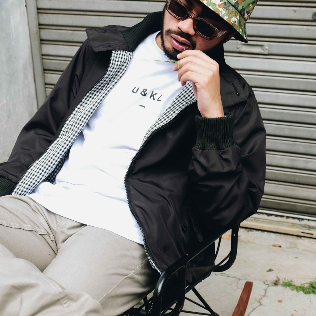 UNKL347 เสื้อแจ็คเก็ต Ringtone ผู้ชาย สีดํา Simple MACT