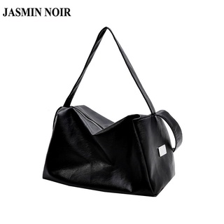 Jasmin NOIR กระเป๋าสะพายไหล่ กระเป๋าถือ หนัง PU ใบใหญ่ เรียบง่าย สําหรับสตรี