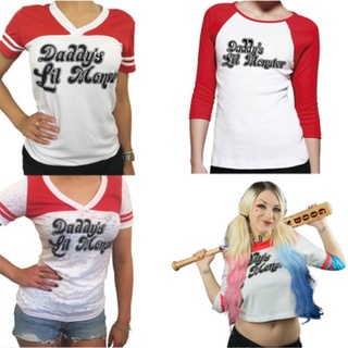 เสื้อยืดคอสเพลย์ Suicide Squad Harley Quinn Daddys Lil Monster สําหรับผู้ใหญ่