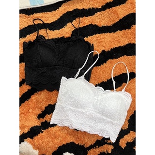 UIUI | lace bra top สายเดี่ยว บราลูกไม้ [มีฟองน้ำ]