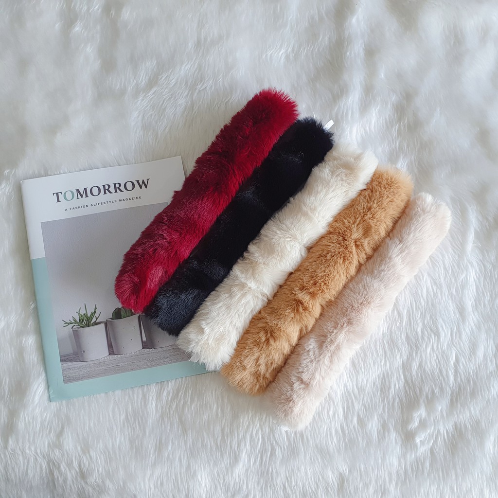 สายหุ้มหูกระเป๋าขนเฟอร์ [[ รุ่นซิป ]] Handle Fur Strap  หูจับขนเฟอร์ หุ้มหูกระเป๋า สายขนเฟอร์
