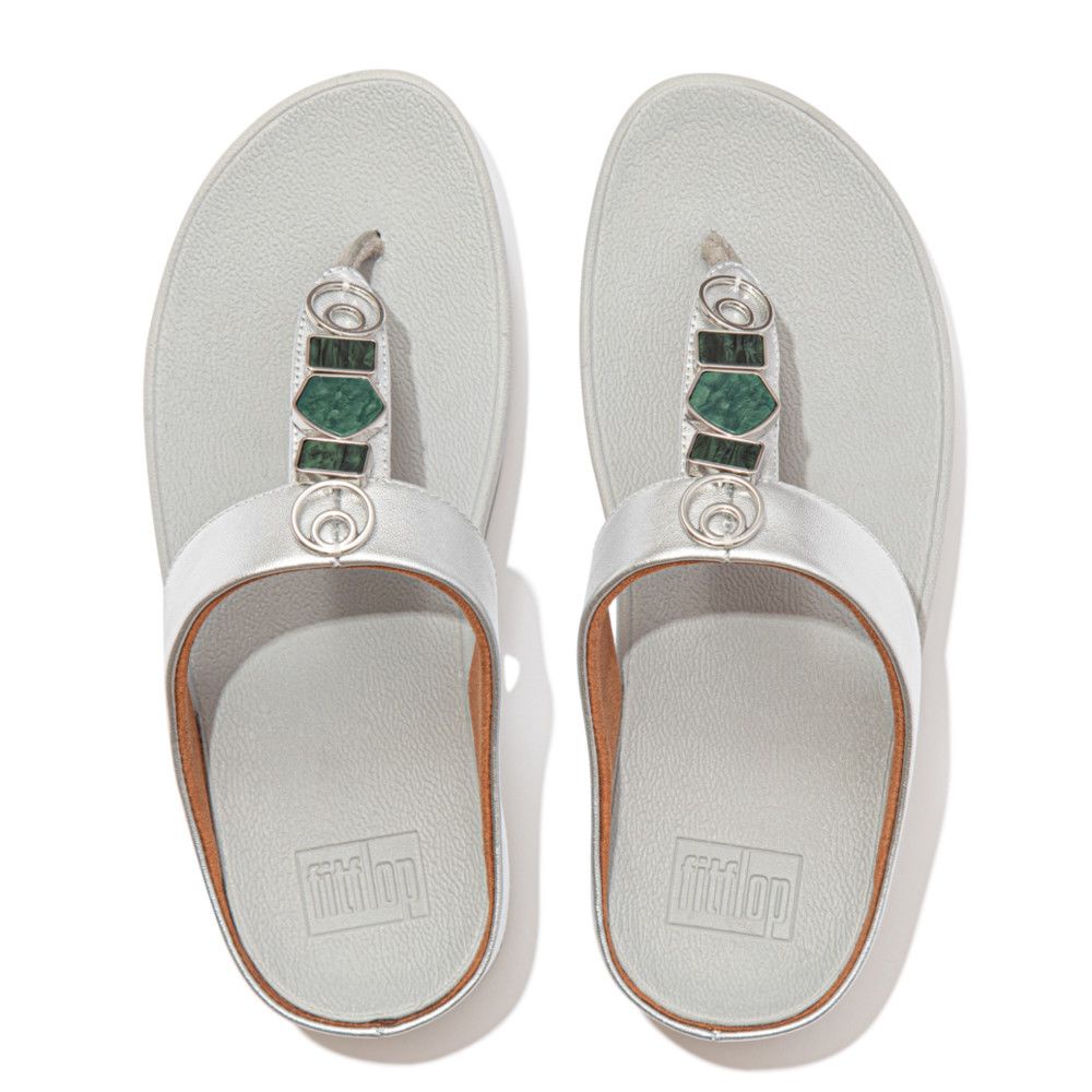 FITFLOP รองเท้าลำลองผู้หญิง FINO STONE TRIM รุ่น EA1-011 สี SILVER รองเท้าผู้หญิง #4