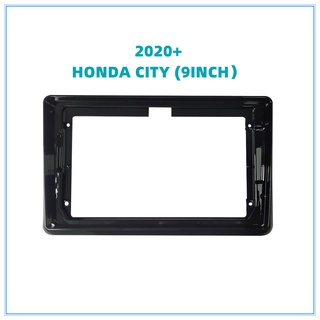 กรอบแผงแดชบอร์ดวิทยุ พลาสติก ABS ขนาด 9 นิ้ว สําหรับ Honda City 2020 DVD MP5