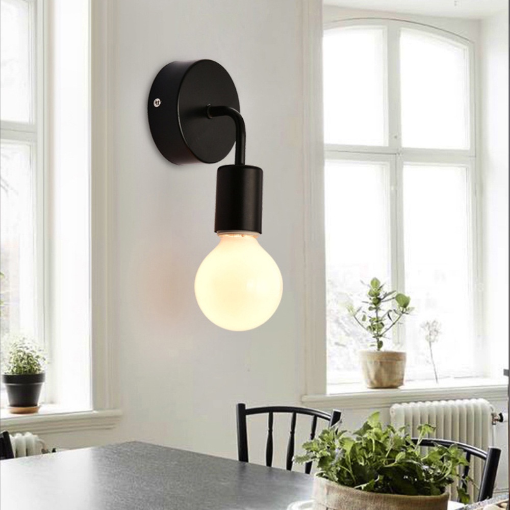 Simple Wall โคมไฟวินเทจในร่ม LED สีดำฐานเชิงเทียน luminaria สำหรับห้องนอนข้างเตียงตกแต่งบ้าน Modern bar hotel