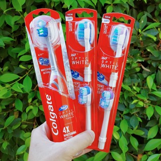 คอลเกต แปรงสีฟันแบตเตอรี่ 360® Optic White® Platinum™ Powered Toothbrush With 4Replacement Heads Red (Colgate®)