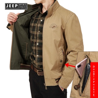 JEEP SPIRIT 1941 ESTD เสื้อแจ็กเก็ตลําลอง ผ้าฝ้าย สองด้าน มีหลายกระเป๋า แฟชั่นฤดูใบไม้ร่วง สไตล์ทหาร สําหรับผู้ชาย 8XL