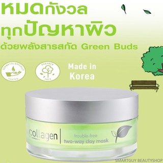 โคลนมาส์คหน้าคอลลาเจนเข้มข้นสูตรพรีเมี่ยมจากเกาหลีของแท้ Collagen By Watsons Trouble Free Two-Way Clay Mask 100g