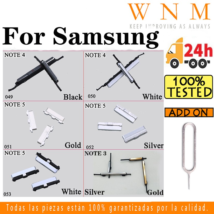 ปุ่มเปิดปิดสําหรับ Samsung Galaxy Note 3 Note 4 Note 5 N750 N910 N920 ปุ่มปุ่มเปิดปิดระดับเสียงปุ่มขึ้นและลงด้านข้างอะไหล่ทดแทน