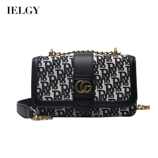 IELGY all-match magnetic buckle chain messenger bag retro fashion letters