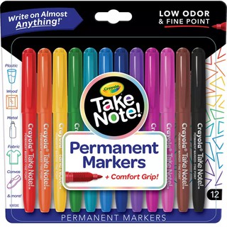 Crayola ปากกาสีเมจิก Permanent Markers เขียนถาวร เขียนได้ทุกพื้นผิว 12 สี