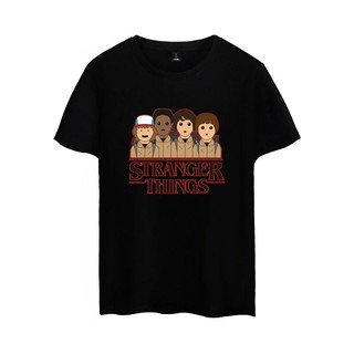 เสื้อยืดคอกลมStranger Things ผู้ชายผู้หญิง เสื้อยืดแขนสั้นผ้าฝ้าย ขนาดใหญ่  4XLผ้าฝ้ายแท้