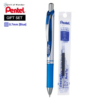 Pentel ปากกาหมึกเจล เพนเทล Energel + ไส้ปากกา 0.7mm - หมึกสีน้ำเงิน