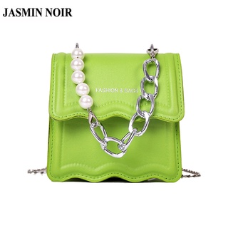 Jasmin NOIR กระเป๋าสะพายไหล่ หนัง PU ประดับไข่มุก แฟชั่นสําหรับสตรี