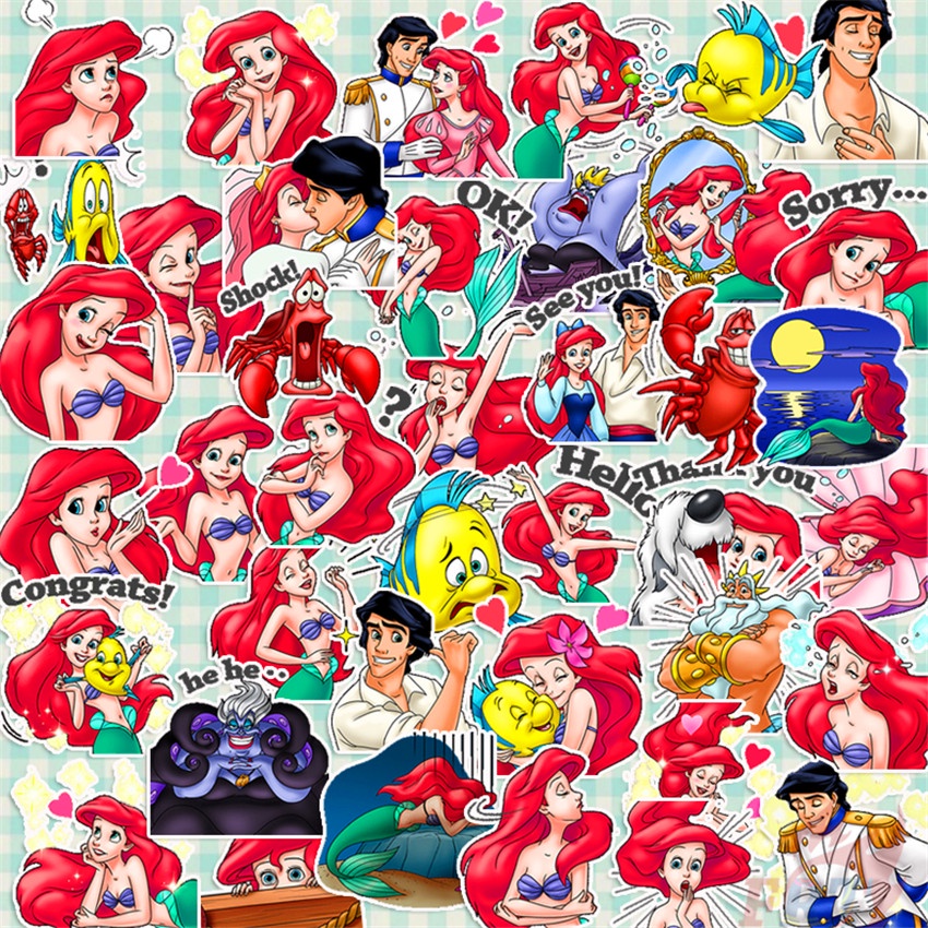 แอเรียล สติกเกอร์ The Little Mermaid Princess Q-1 ขนาดเล็ก สําหรับติดตกแต่งไดอารี่ สติกเกอร์ตกแต่งอัลบั้มแฟชั่น DIY 40 ชิ้น / ชุด