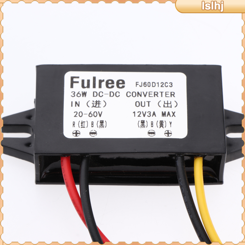 Auto รถลด DC-DC Buck Converter 20-60V ถึง 12V 3A/36W โมดูลสําหรับกันน้ํารถยนต์