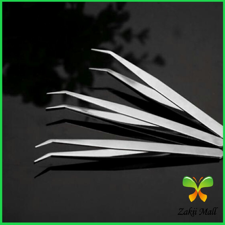 คีบหนีบสแตนเลส คีมหนีบอเนกประสงค์ มี 2 แบบ ปากคีบงอ ปากคีบแหลม Stainless steel tweezers