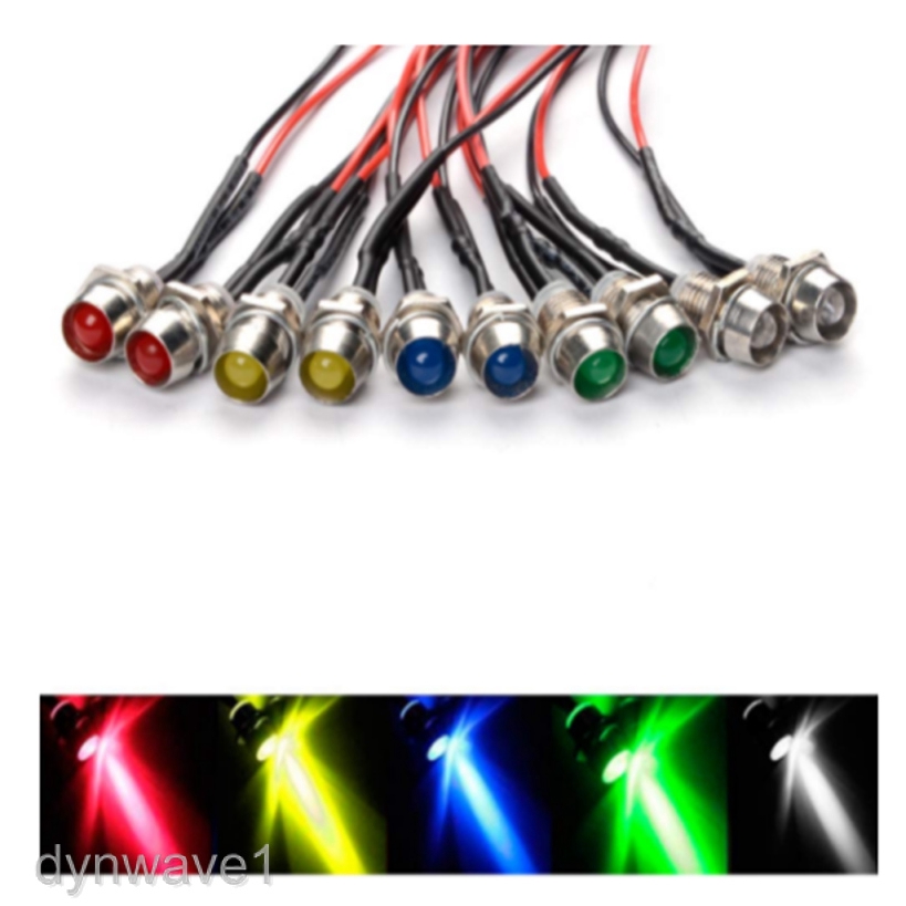 DYNWAVE1 10x 12V 10mm LED Indicator Light Lamp Pilot Dash Directional ...