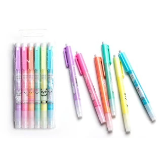 🌈ปากกาไฮไลท์✨ชุดปากกาเน้นข้อความ มาร์กเกอร์การ์ตูน✅ สีหวานพาสเทล เหมาะสำหรับจดเรียน จดเลคเชอร์