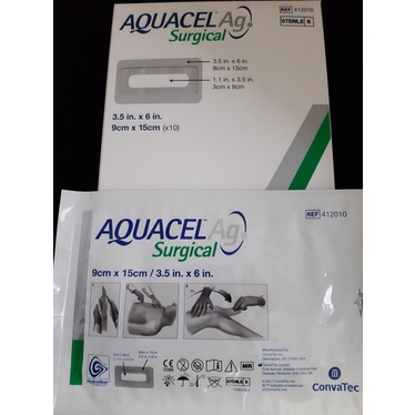 (!!!ลดราคาพิเศษ+พร้อมส่ง) Aquacel AG Surgical 9x15 cm อควาเซล โฟมปิดแผล แผ่นดูดซับแผล แผลกดทับ 1 แผ่น (Exp.10/21)