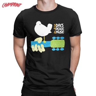 ใหม่ เสื้อยืดแขนสั้น ผ้าฝ้าย 100% พิมพ์ลาย Woodstock Perched Peace Love Music สําหรับผู้ชาย ทุกเพศS-5XL