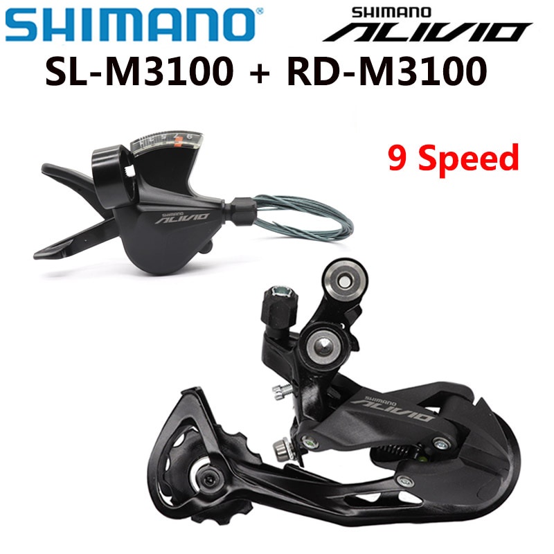 Shimano Alivio M3100 9 S ขวา Shifter Lever ด้านหลัง Derailleur SGS 9 ความเร็ว Groupset สําหรับ MTB จักรยาน Mountain ชิ้นส่วน