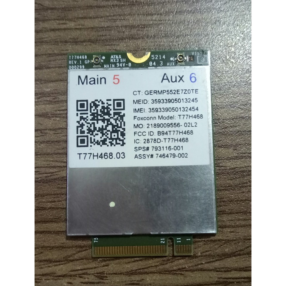 HP LT4211 4G wwan Card - Foxconn - Model: T77H468 สําหรับแล็ปท็อปรุ่นที่ 4 และ 5