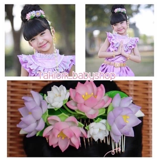 หวีดอกบัว หวีดอกไม้ดินปั้น มีให้เลือกหลายสี งานปั้นมือHandmade
