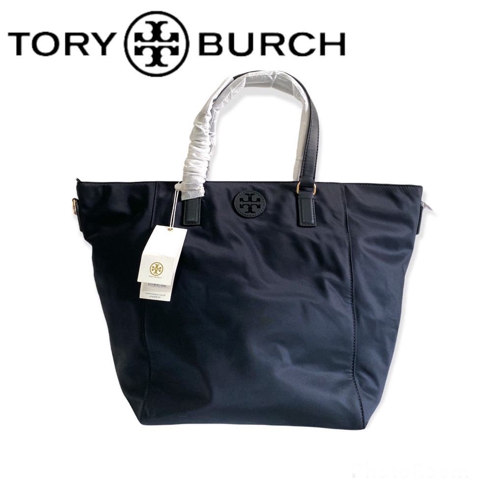 กระเป๋าแบรนด์แท้ 100% Tory Burch Nylon Small Tote สีดำ จัดส่งฟรี