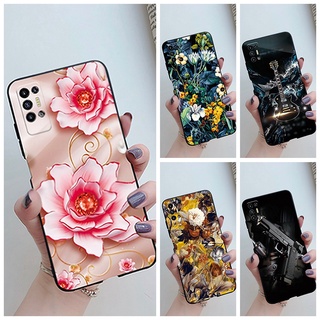 เคสซิลิโคน Tecno Pova 2 Pova2 KE7 ดอกไม้หลากสี แฟชั่น พิมพ์ลาย กันกระแทก สีดํา