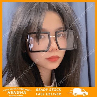 (HENGHA) ใหม่ แฟชั่น ป้องกันแสงสีฟ้า แว่นตาแฟชั่นเกาหลี บุคลิกภาพ สี่เหลี่ยม ขนาดใหญ่ ตกแต่งแว่นตา แว่นตาผู้หญิง